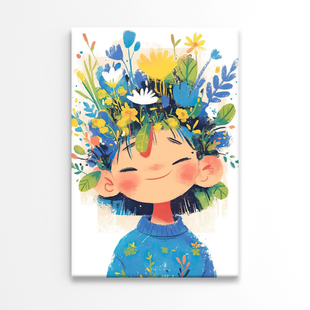 Nature Girl With Flowers in Her Hair Wall Art  Canvas Unframed/Framed
