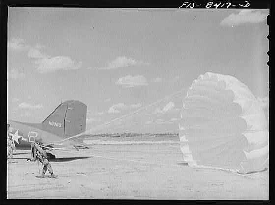 Fort Bragg North Carolina 1940s Parachutist Military Training Parachute Drop
