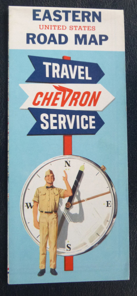 1963 Eastern United States  road map Chevron oil gas Hy Finn Night cover