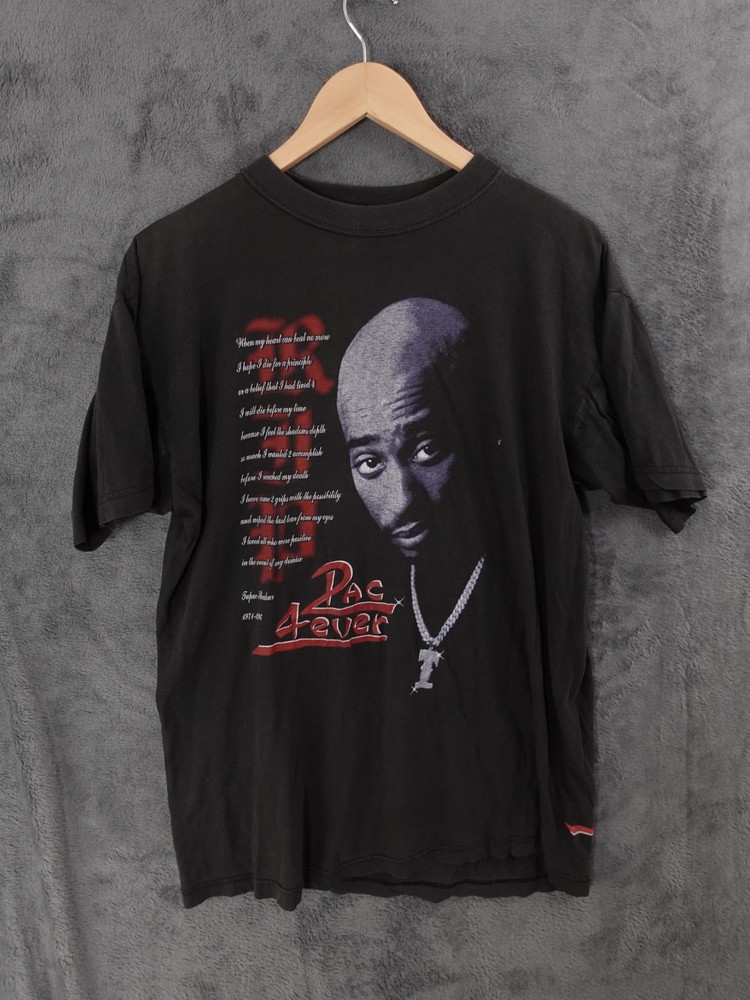 Vintage Tupac Shirt Mens XL Black Shakur Rap Tee 2PAC 4eva Memorial 90s Y2K 90s