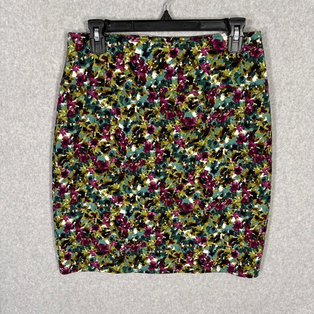 J Jill Skirt Small Green Pink Floral Wearever Pencil Comfy Pull On Career Office
