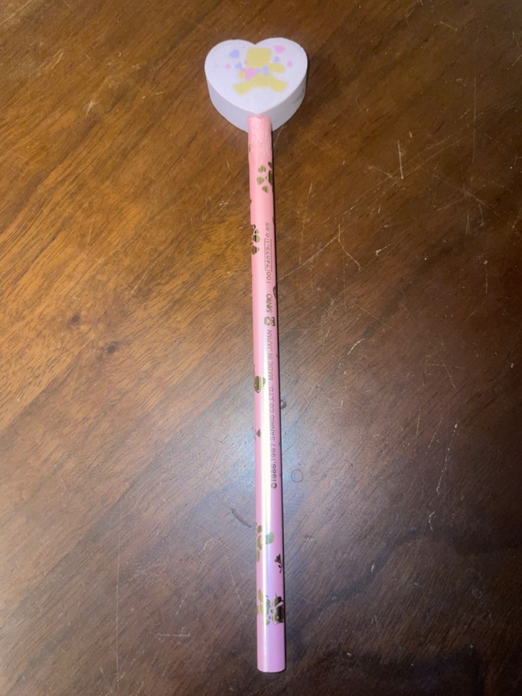 1987 vintage SANRIO Tweedle Dee Bear PENCIL hb medium w/ Eraser Top