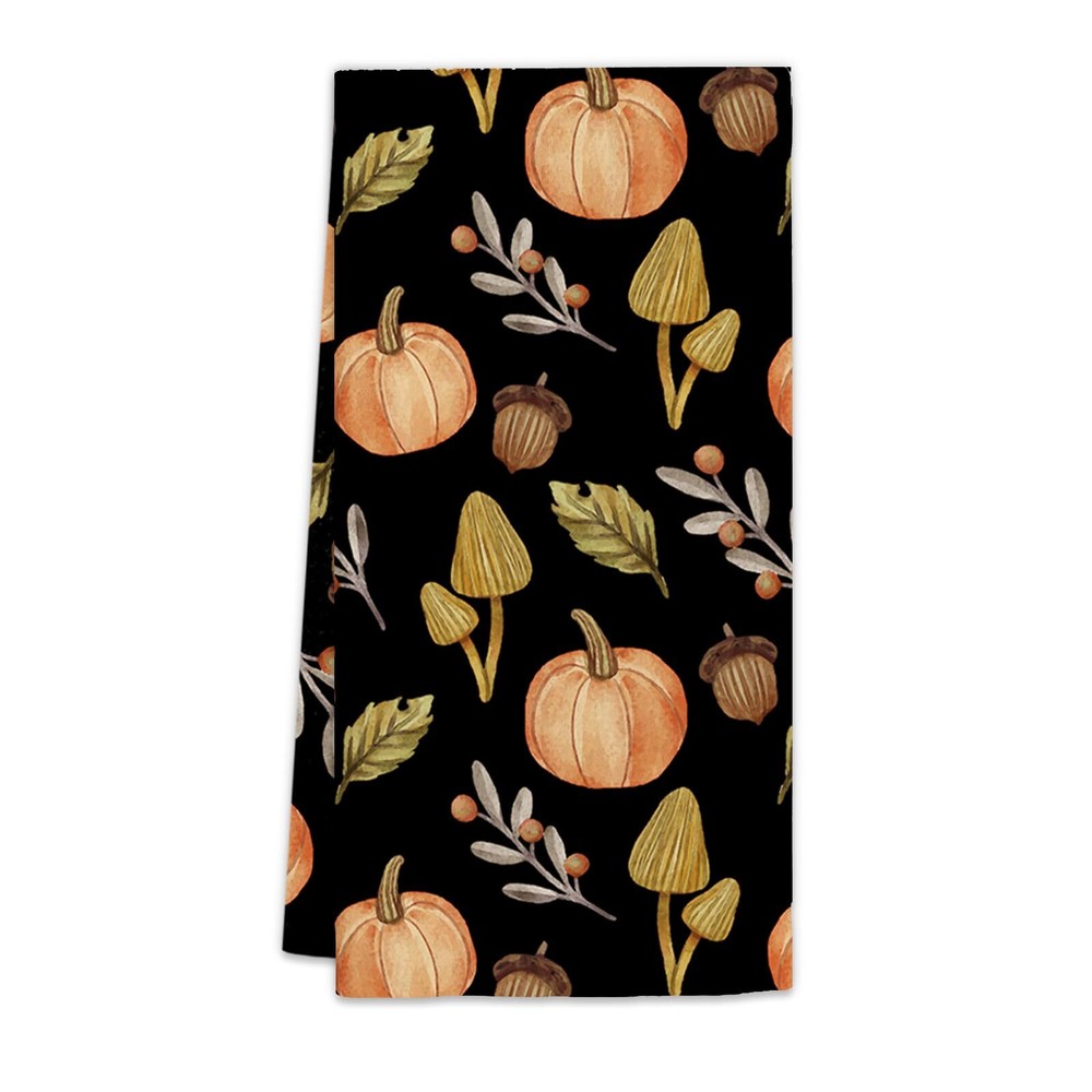 Black Fall Pumpkin Kitchen Towels Autumn Fall Dish Towels Pumpkin Kitchen Dec...