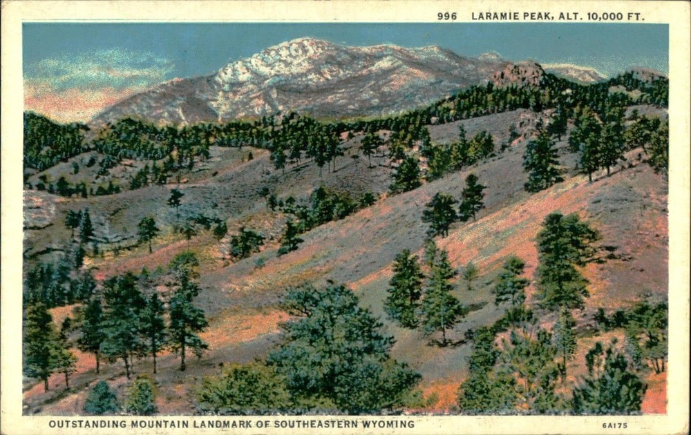 Vintage 1940s Linen Postcard Laramie Peak Wyoming Scenic Mountain View
