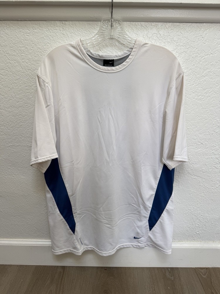 Men's Nike Sphere React White Blue Grey Short Sleeve Sports Shirt - Size M