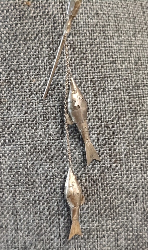 Antique Silver Articulated Fish Stick Pin