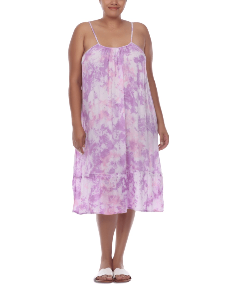 Raviya Plus Size Tie-Dye Sleeveless MIDI Dress Cover-up Women's Swimsuit Size 2X