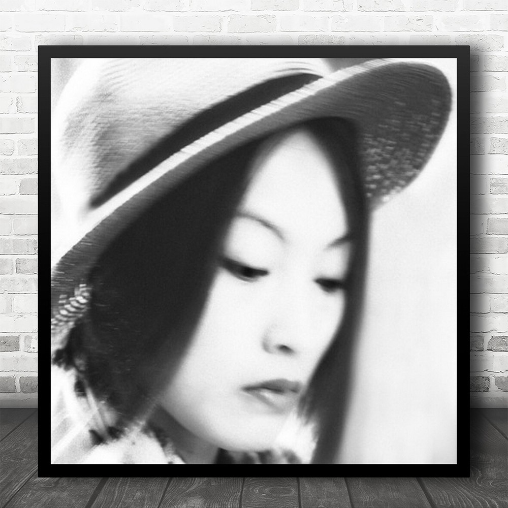 Portrait Street Brussels Belgium Blur Woman Grain Grainy Hat Square Print