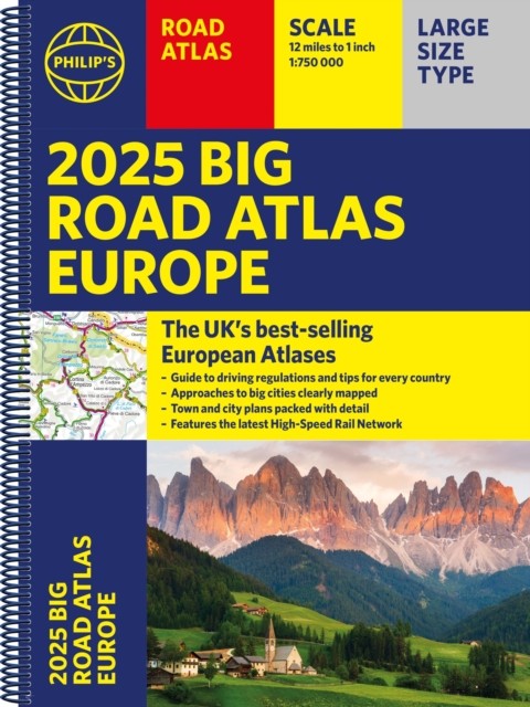 2025 Philips Big Road Atlas of Europe by Philip's Maps SPIRAL-BOUND