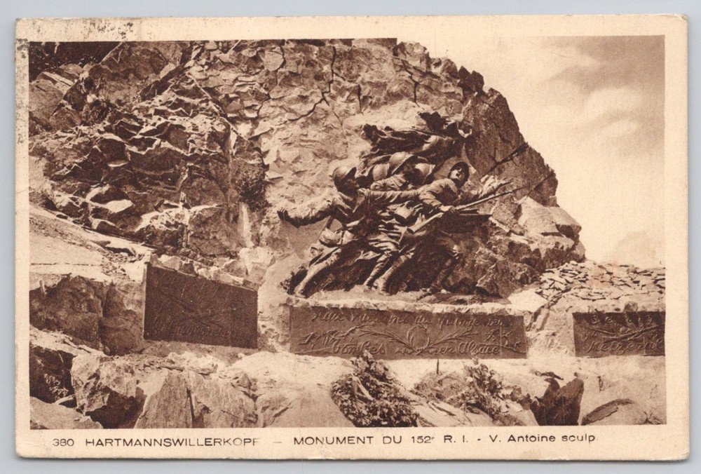 Hartmannswillerkopf WWI Monument Postcard 152nd R.I. Vosges France 1920s
