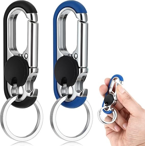 2Pcs Keychains for Men, Anti-Loss Key Rings for Car Keys, Heavy Duty Key Ring wi