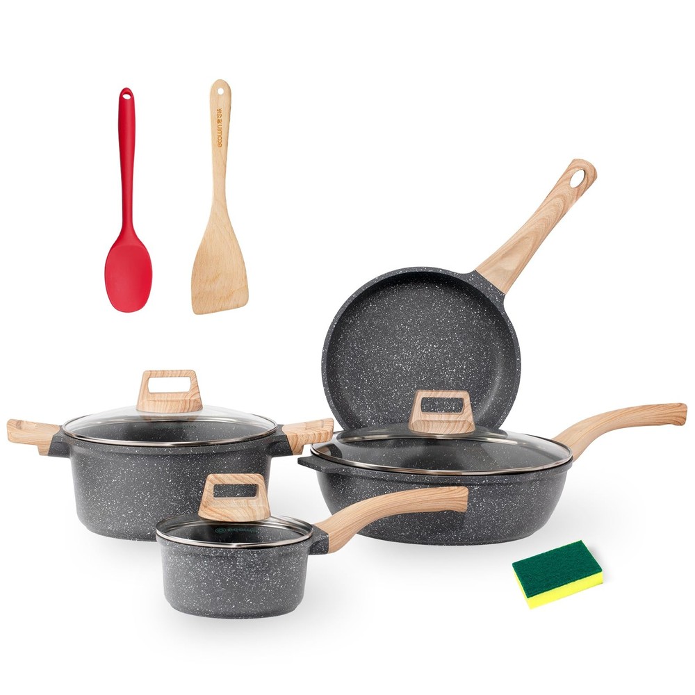10Pcs Nonstick Cookware Set - Non-Toxic Pots & Pans for Kitchen