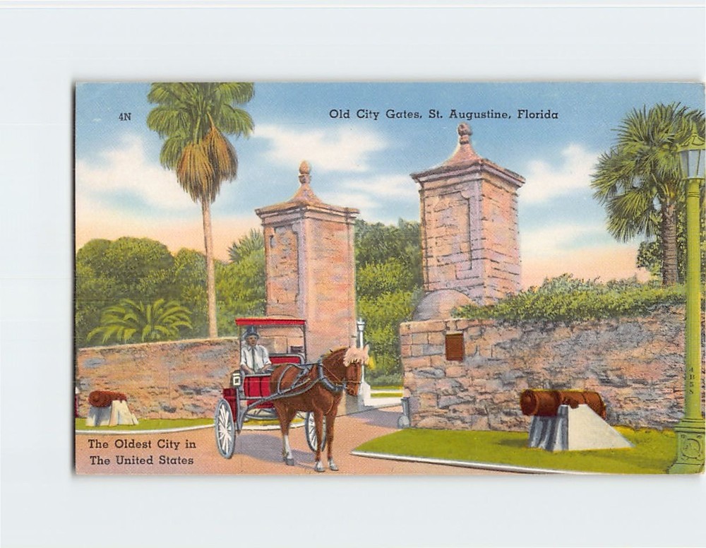 Postcard Old City Gates Saint St. Augustine Florida USA North America