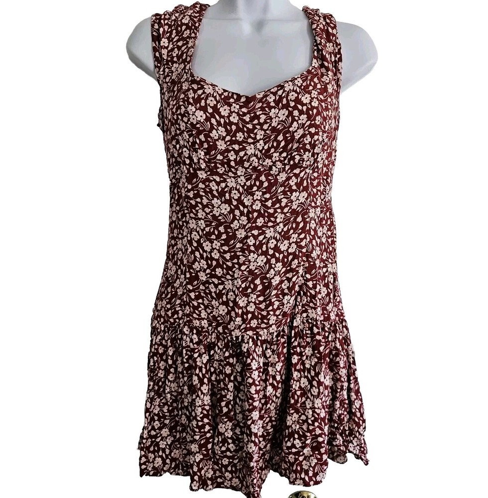 Reformation Olencia Dress 6 Red Floral Cottagecore Boho Ruffle Mini Feminine