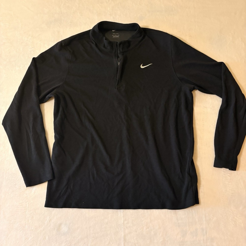 Nike Men’s Quarter Zip Pullover 1/4 Zip Long Sleeve Black Dri-fit Size XL Golf