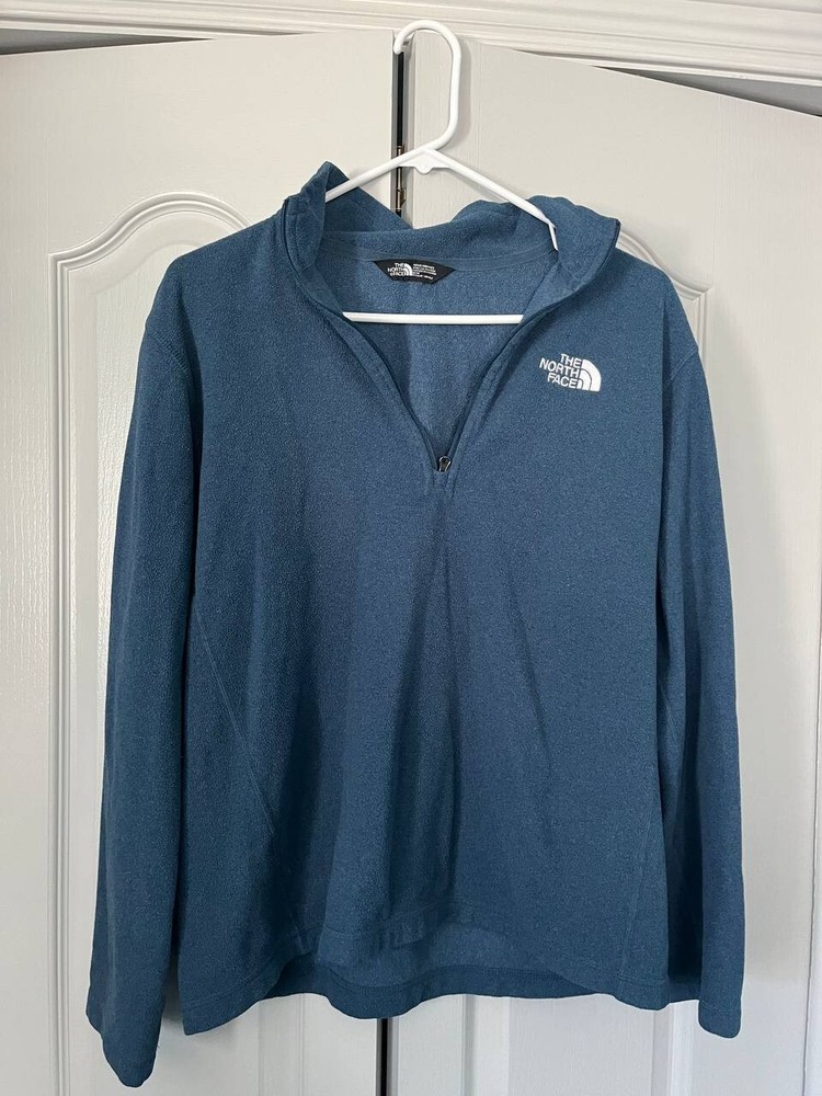 North Face Mens Blue Polyester Quarter Zip Pullover Sweater Size Medium