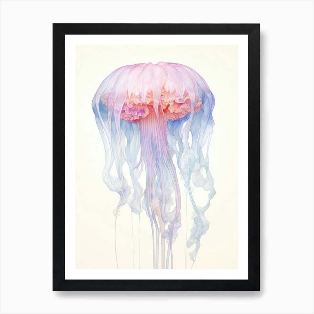Box Jellyfish Watercolor Framed Wall Art Canvas Print Poster