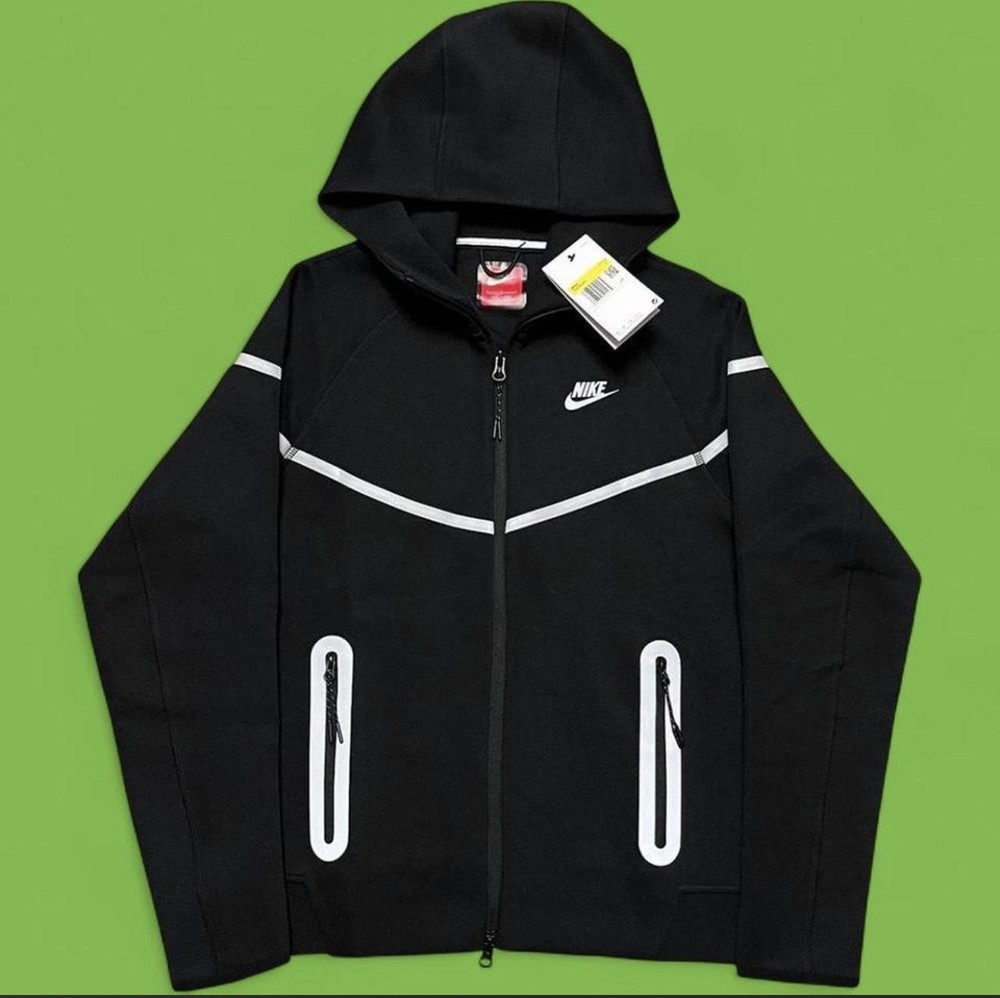 Nike Tech Zip up Fleece Black Reflective Hoodie Medium
