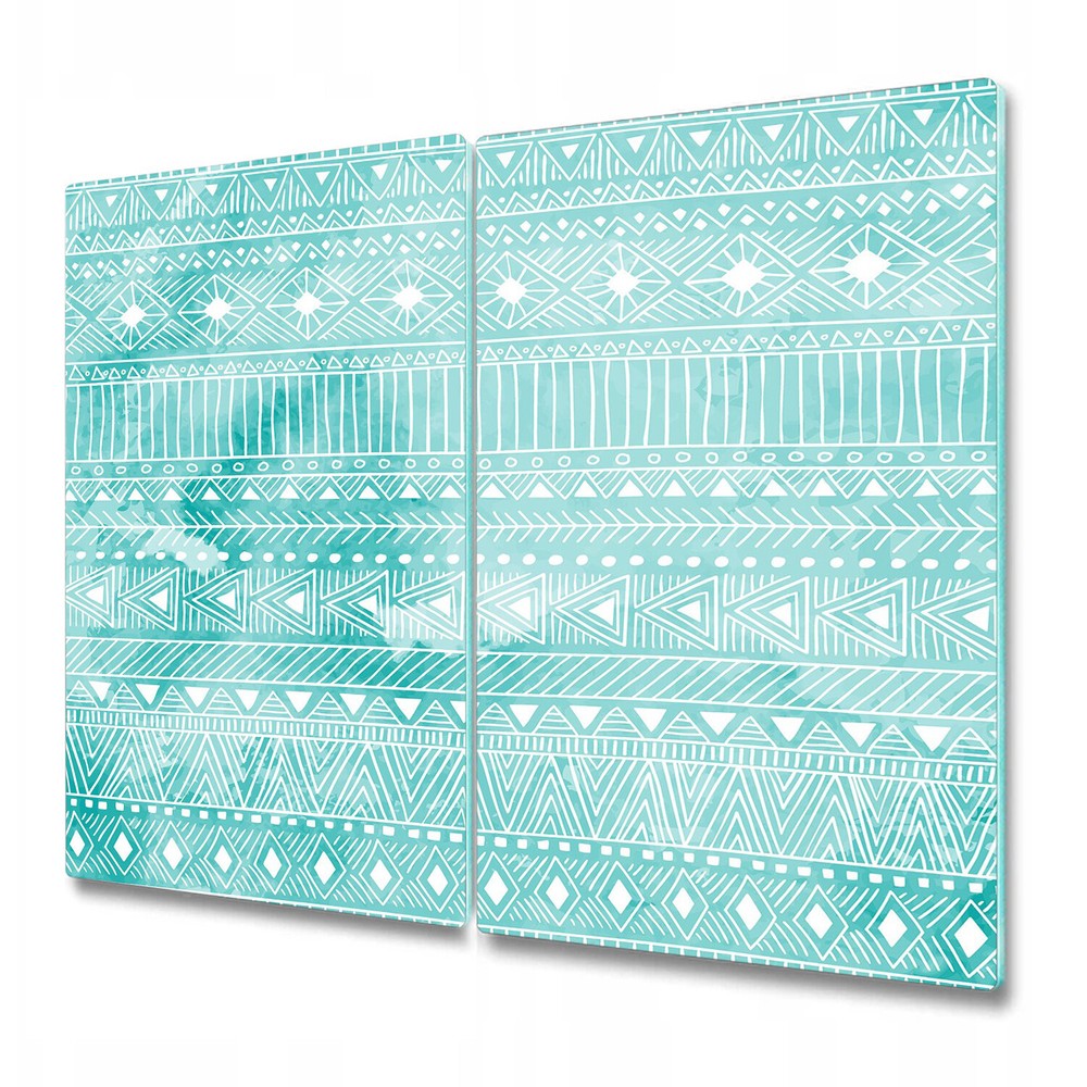 Glass Kitchen Chopping Serving Board Geometric Turquoise and s 2x30x52