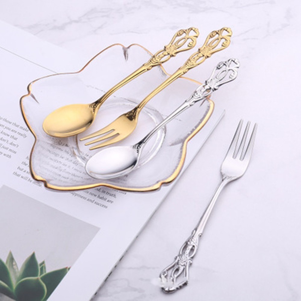 Creative Retro Fork and Spoon Set for Coffee and Ice Cream, 2pcs