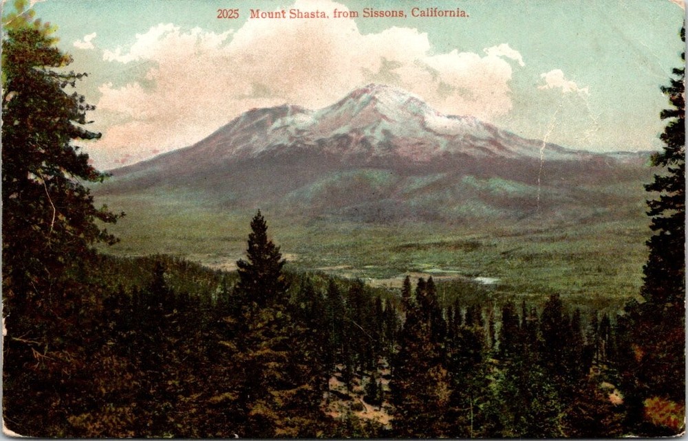 c1910 Distant Mountain of View Mt Shasta from Sisson California Vintage Postcard