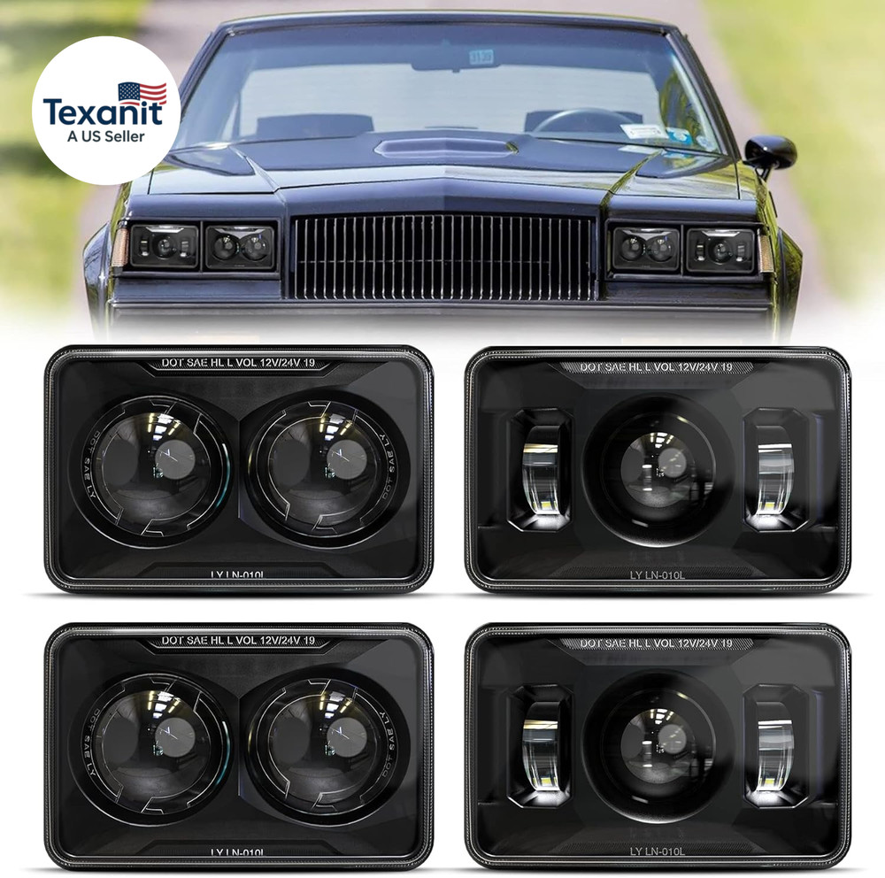 4X6 LED Headlights Hi/Lo Beam Compatible with Peterbilt 379 Kenworth T800 T600 F