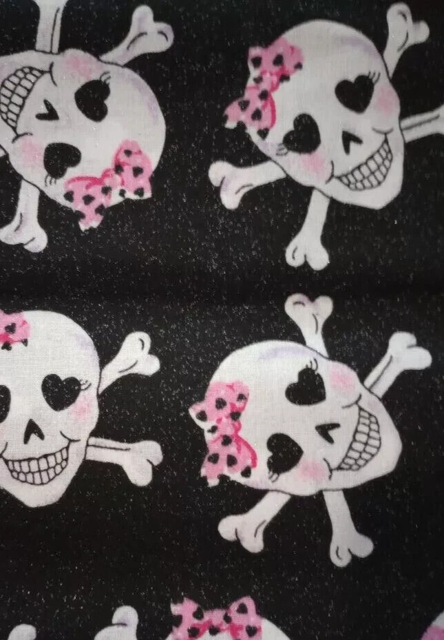 skull crossbones sparkle fun fabric length 11 x 10 inch 1pc new