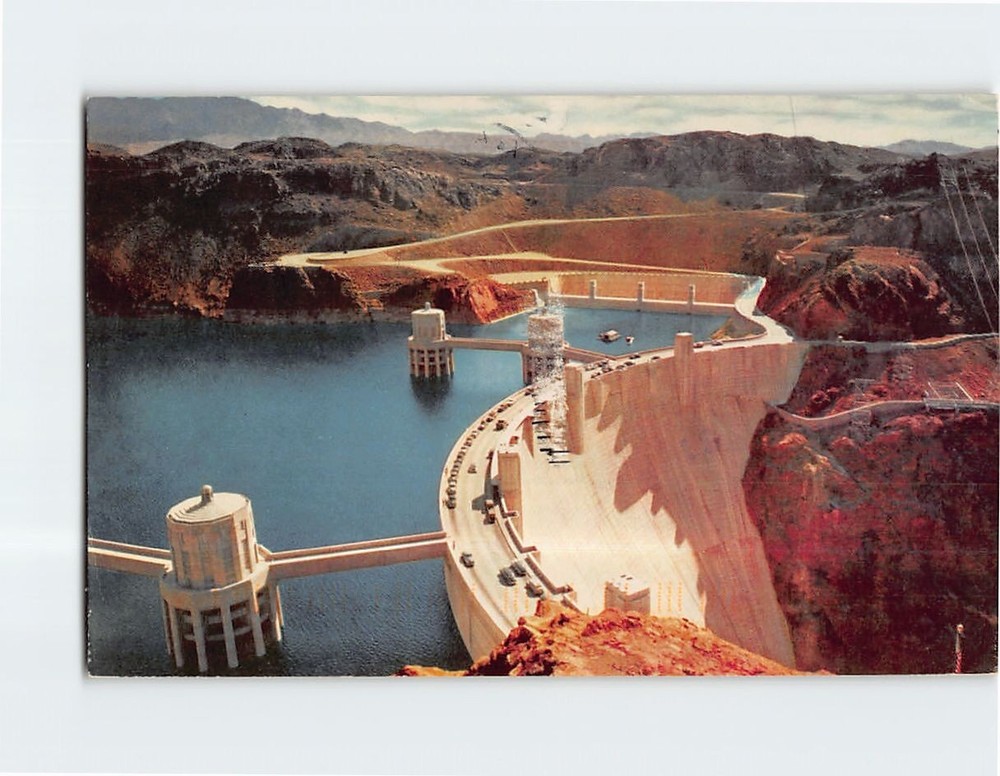 Postcard Hoover Dam on the Colorado River USA