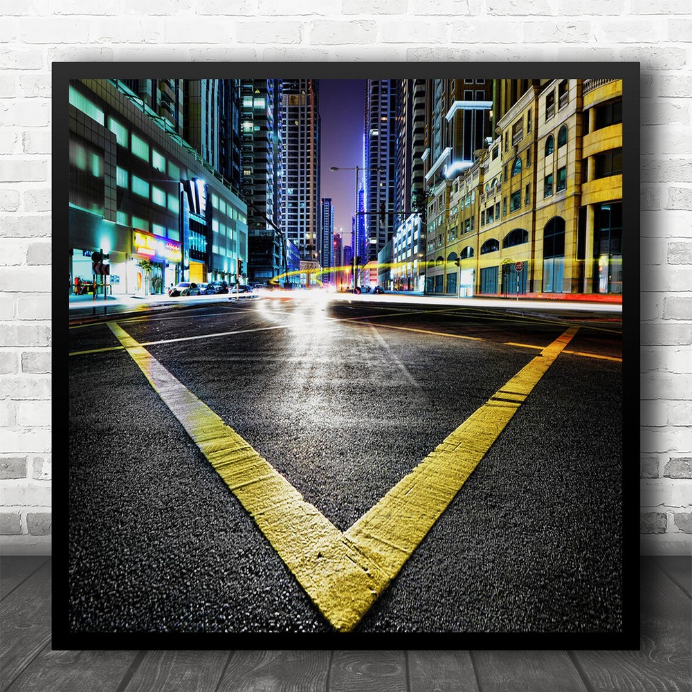 Triangle Arrow Night Lamps Street Colours Colours Colourful Square Print