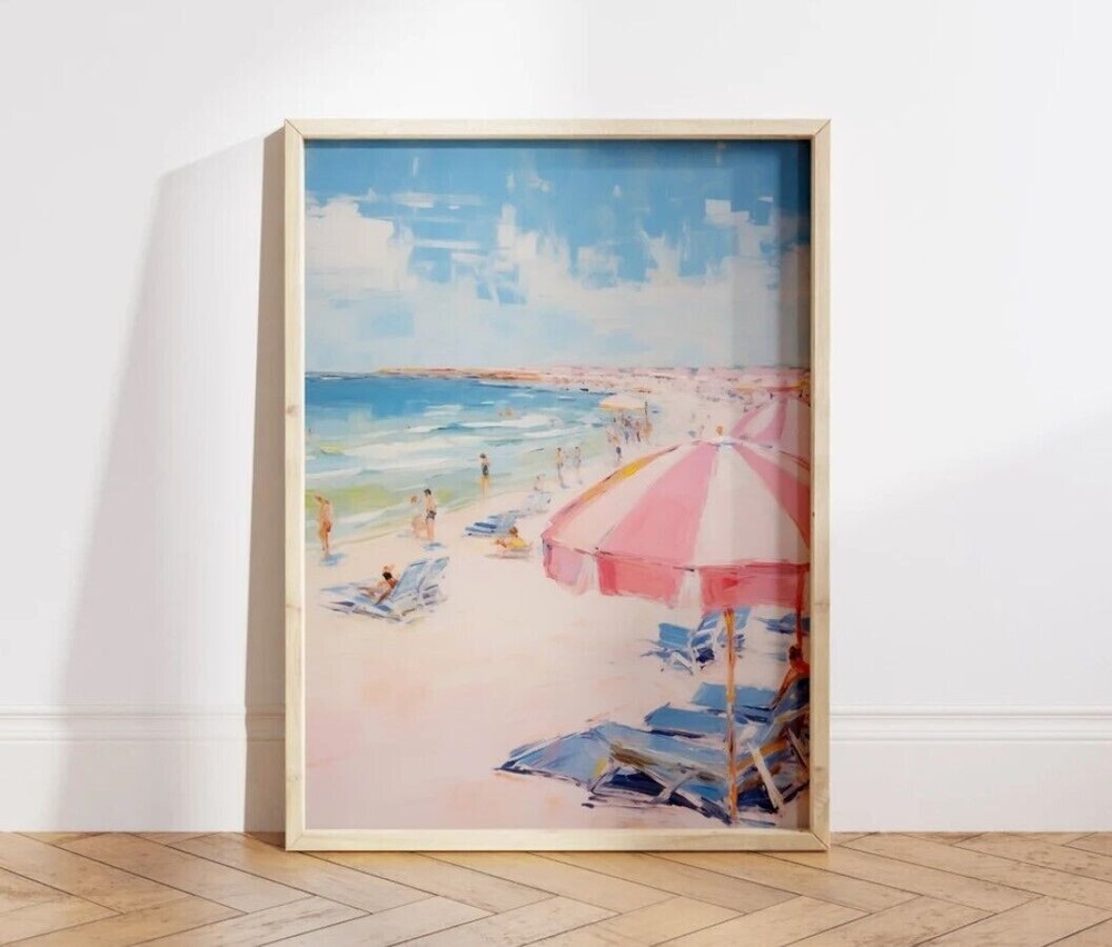 Ocean Watercolor Painting, Boho Beach Wall Art, Abstract Coastal Print