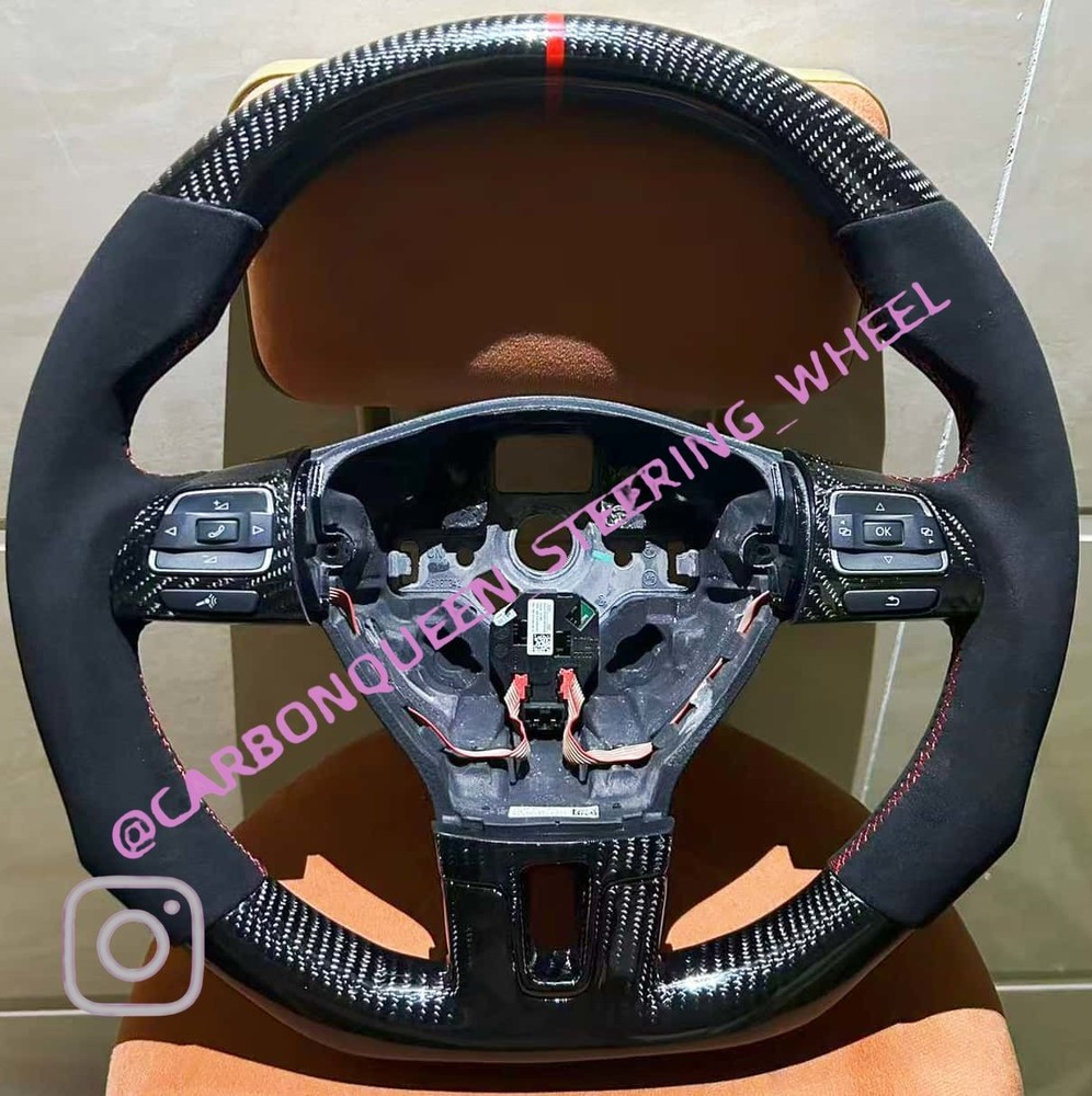 REAL CARBON FIBER  Steering Wheel FOR CC/Eos/Golf/Jetta/Passat/Tiguan/NO PADDLES