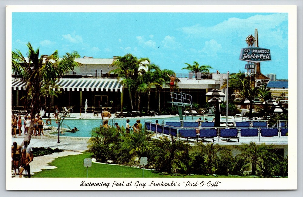 Roadside~Tierra Verde Florida~Swimming Pool @ Guy Lombardos Port O Call~Postcard