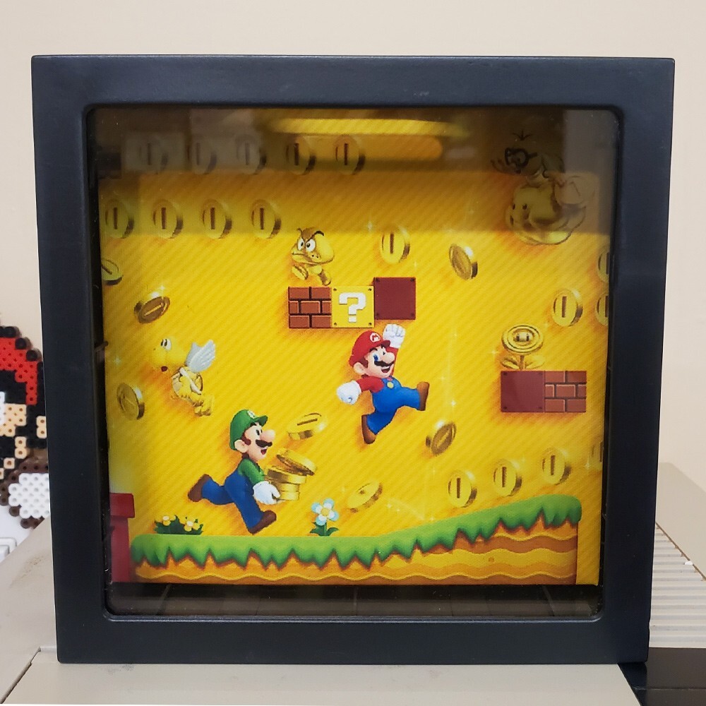 Super Mario bros. coin bank 6x6x2 inches custom made Mario game room kids gift