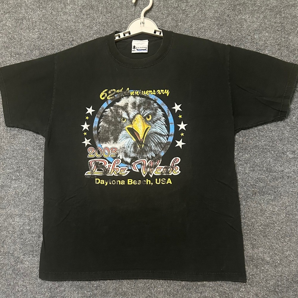 2003 Bike Week Daytona Beach USA Eagle Graphic T Shirt Mens Black XL