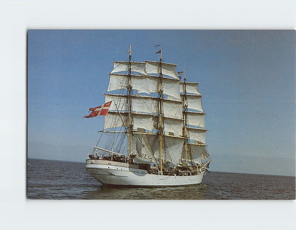 Postcard Danmark Danish Merchant Marine Training Ship of Copenhagen Denmark