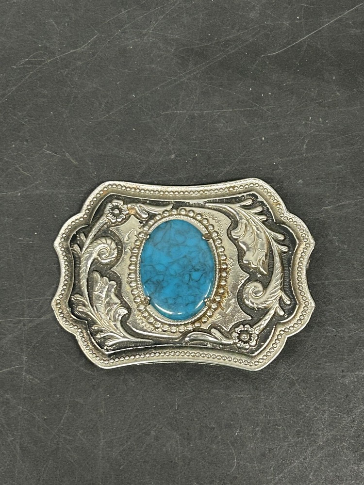 Decorative Belt Buckle with Blue Stone