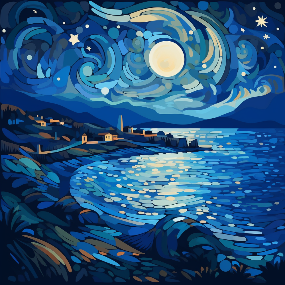 Coast_of_Greece_ocean_night_star5 - 24in(H)*24in(L) Wall Art Print