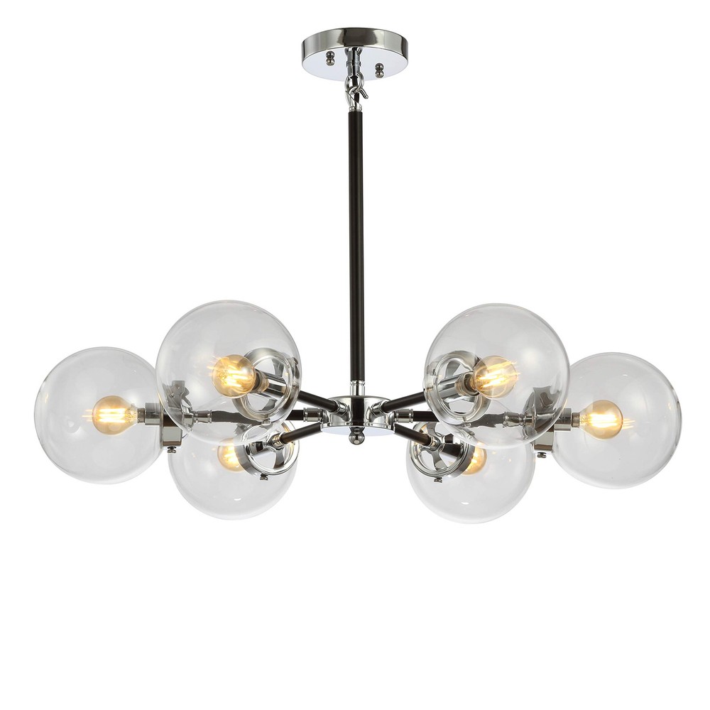 Jonathan Y Caleb 6-Light Brass Cluster Chandelier 28 Inch Contemporary Design