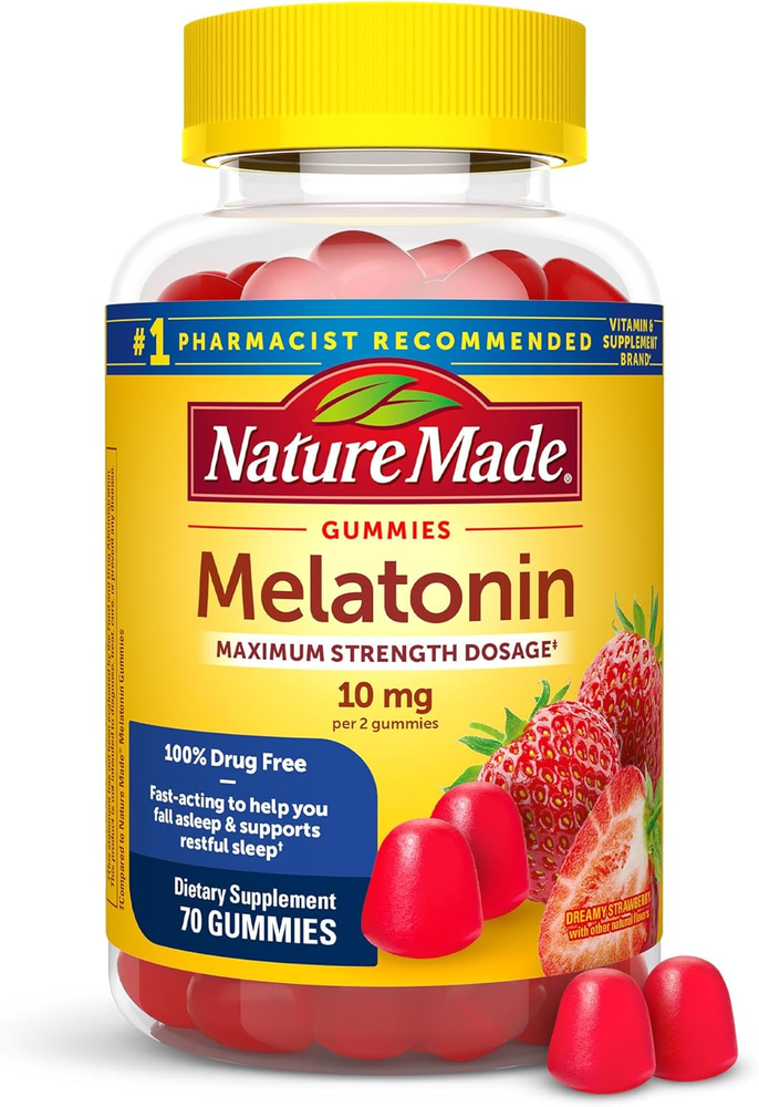 Melatonin 10Mg per Serving Gummies, Maximum Strength Dosage, 100% Drug Free Slee