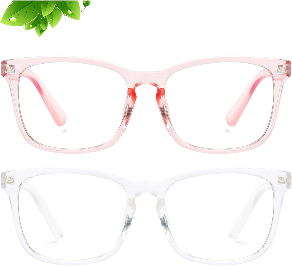 2 PACK Kids Blue Light Blocking Glasses, Boys Girls Computer Gaming TV Glasses,