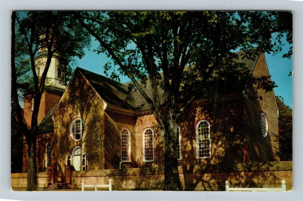 Williamsburg VA-Virginia, Bruton Parish Church, Outside Vintage Postcard