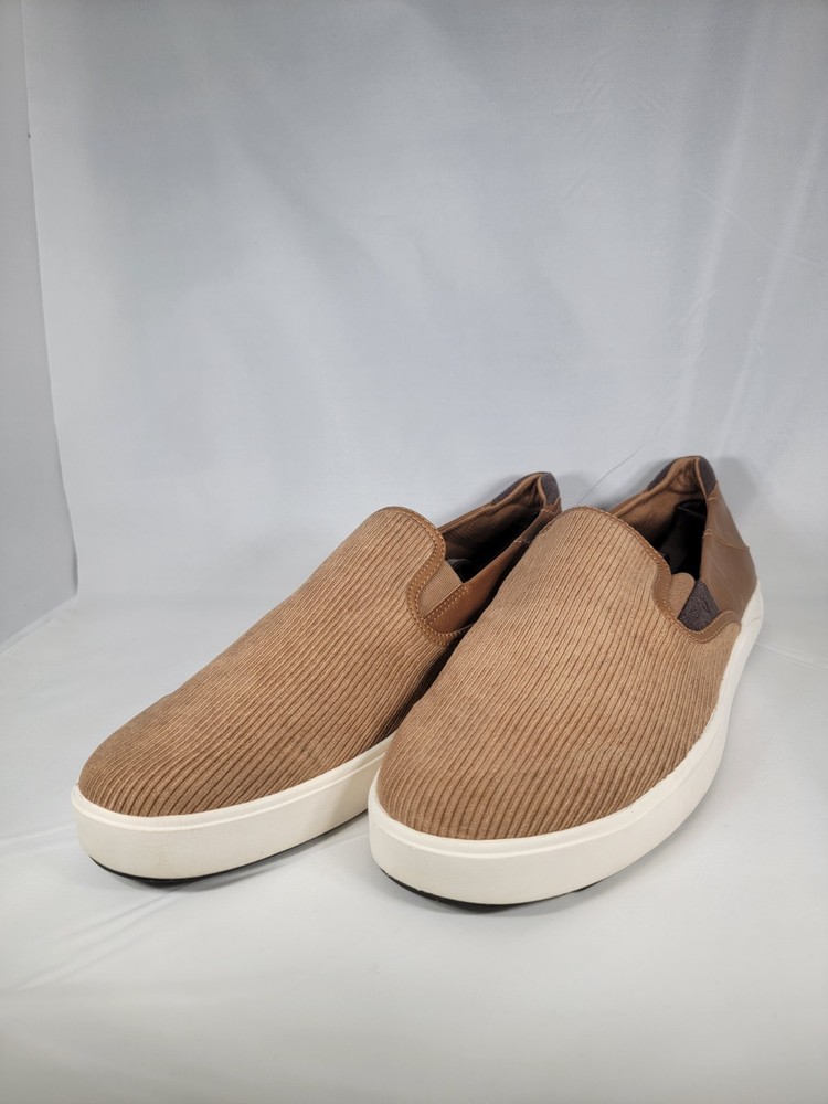 Olukai Men's Lae'ahi Kapa Corduroy Slip-On Shoes Tan/darkwood Leather Size 14