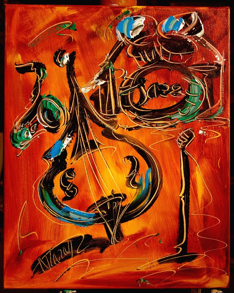 JAZZ DRUMS .Mark Kazav  Abstract Modern CANVAS Original Oil Painting  4EYTJ67.