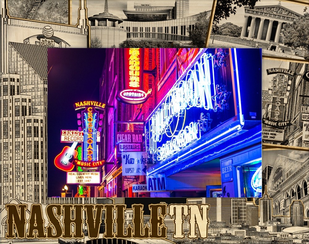 Nashville Tennessee Laser Engraved Wood Picture Frame Landscape (4 x 6)