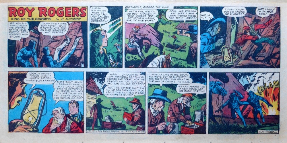 Roy Rogers by Mike Arens - Western hero - color Sunday comic page, Nov. 11, 1951