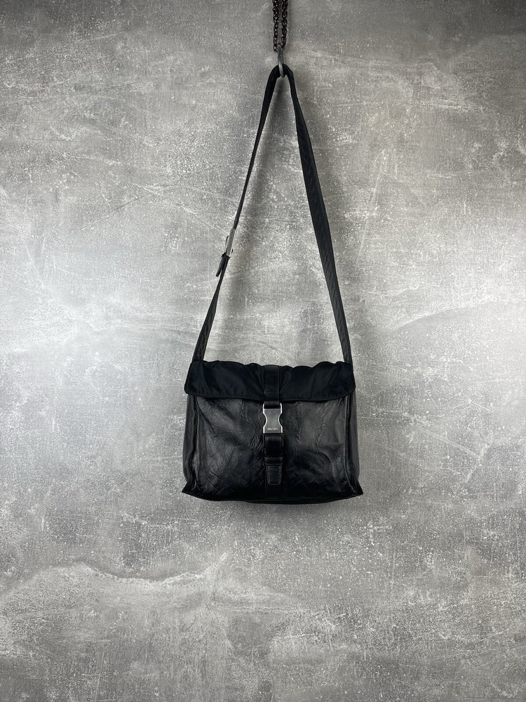 Prada Milano Mini Leather Nylon Crossbody Bag Made in Italy