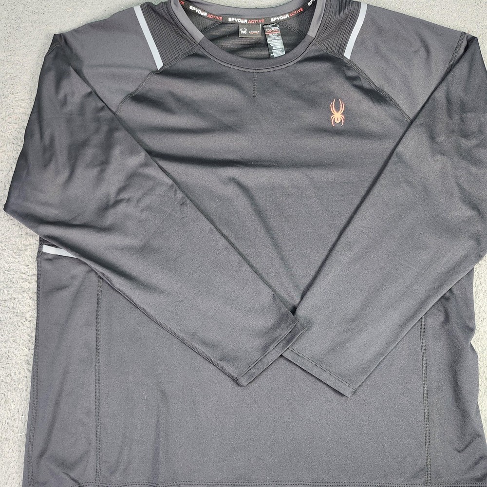 Spyder Shirt Mens 2XL Gray Long Sleeve Active Crewneck Athletic Performance