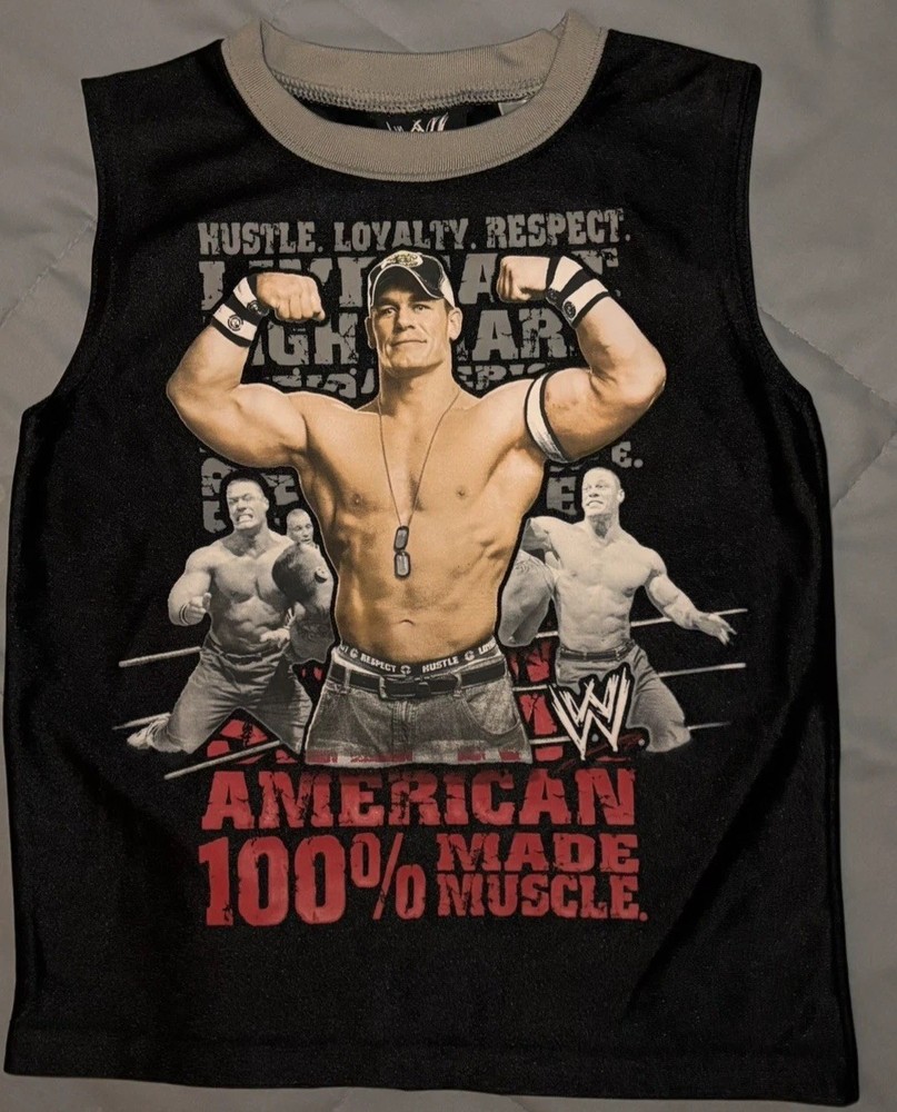 WWE Boys Sleeveless Shirt American Made Muscle Design Size 4/5 X-Small