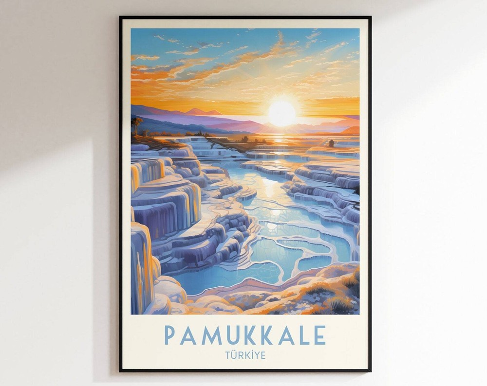 Pamukkale Travel Print Turkiye Print Turkiye Home Decor Retro Wall Art Wedding