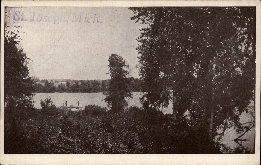 Michigan St Joseph lake woodland scene ~ c1910 vintage postcard sku297